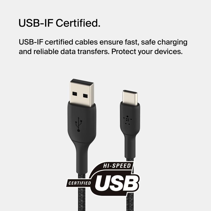 Плетен кабел USB-C към USB-A (1м Черен) - iSTYLE BG
