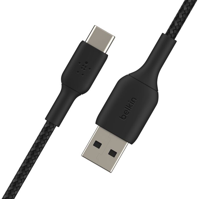 Плетен кабел USB-C към USB-A (1м Черен) - iSTYLE BG