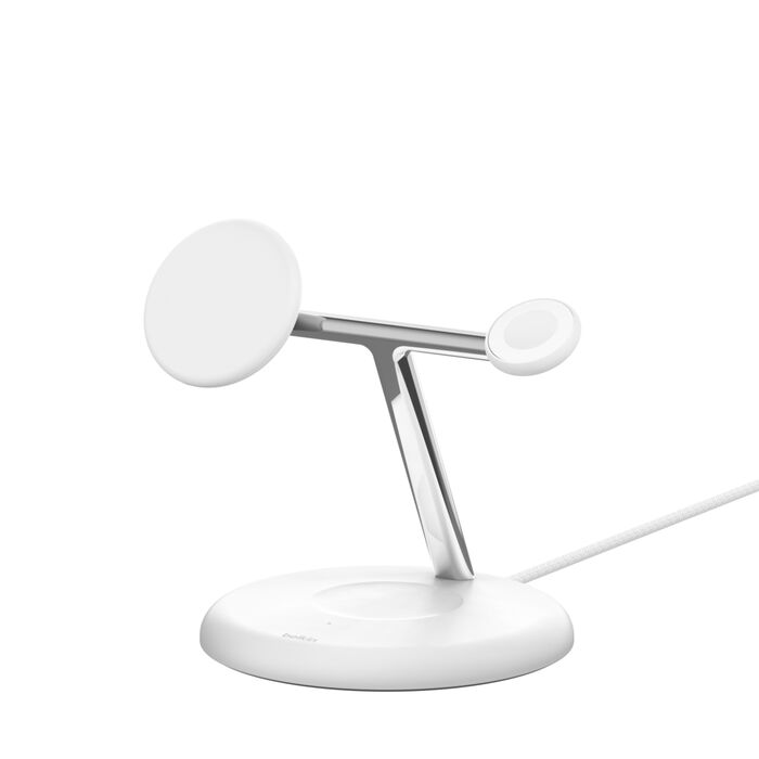Belkin BOOST CHARGE 3-in-1 Magnetic Wireless Charging Stand with Qi2 15W - White