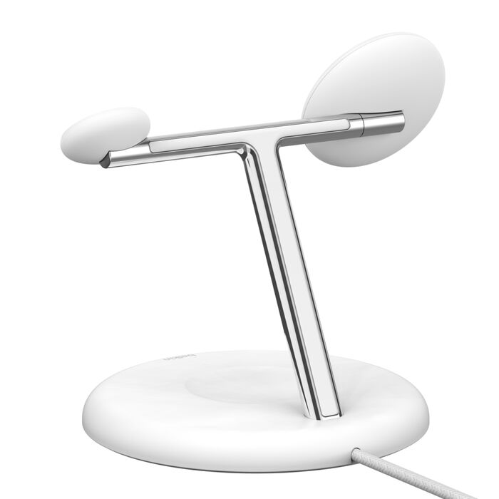 Belkin BOOST CHARGE 3-in-1 Magnetic Wireless Charging Stand with Qi2 15W - White