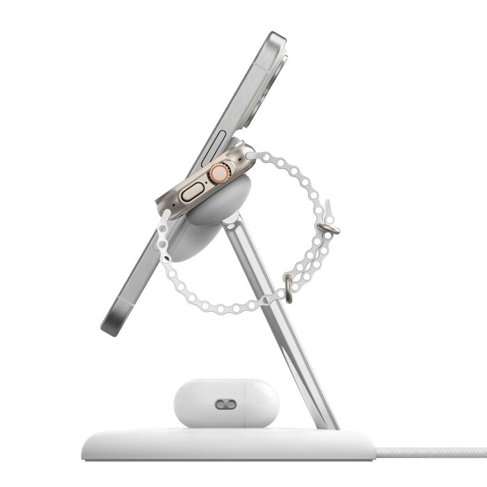 Belkin BOOST CHARGE 3-in-1 Magnetic Wireless Charging Stand with Qi2 15W - White