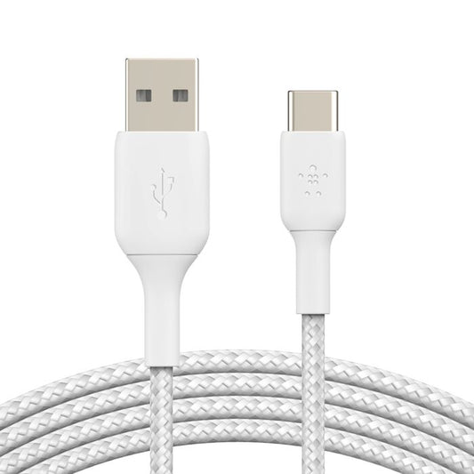 Кабел от Belkin USB-C към USB-A плетен - 1M - бял