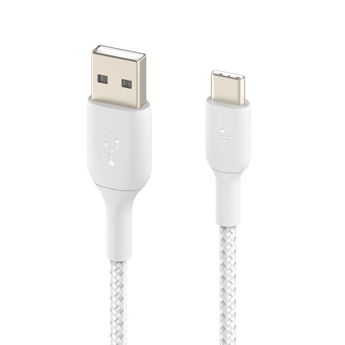 Кабел от Belkin USB-C към USB-A плетен - 1M - бял