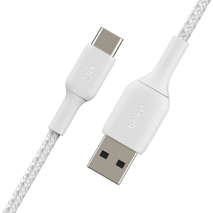 Кабел от Belkin USB-C към USB-A плетен - 1M - бял