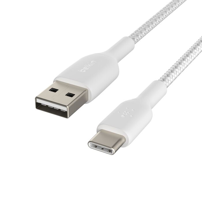 Кабел от Belkin USB-C към USB-A плетен - 1M - бял