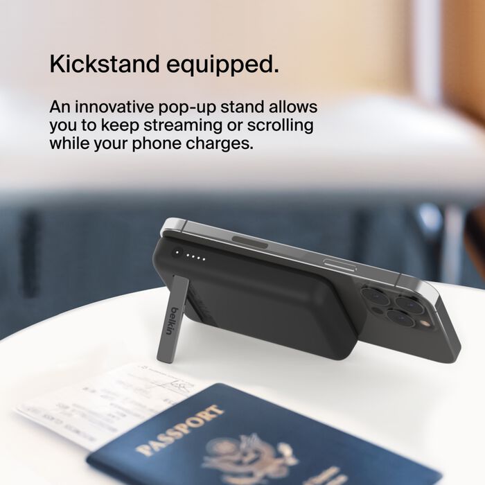 Belkin BOOSTCHARGE Magnetic Wireless Power Bank with kick stand 5,000mAh - Black - iSTYLE BG
