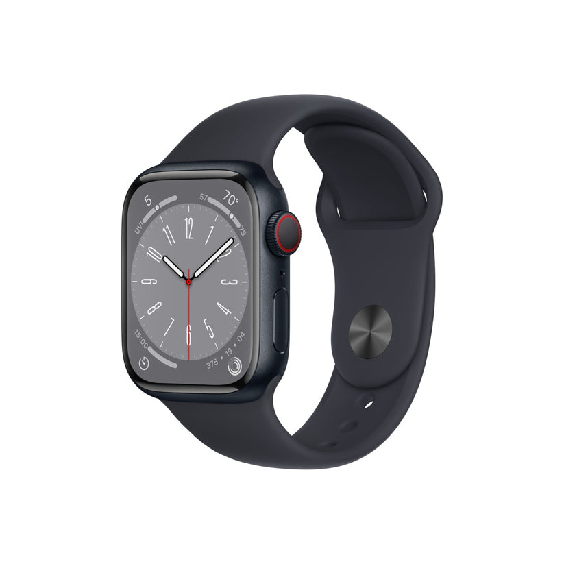 Apple Watch Series 8 GPS + Cellular 41mm Graphite Stainless Steel Case with Midnight Sport Band - Regular - iSTYLE BG