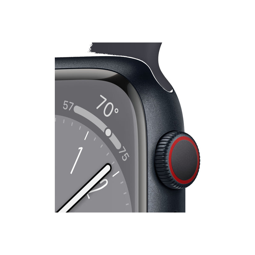 Apple Watch Series 8 GPS + Cellular 41mm Graphite Stainless Steel Case with Midnight Sport Band - Regular - iSTYLE BG