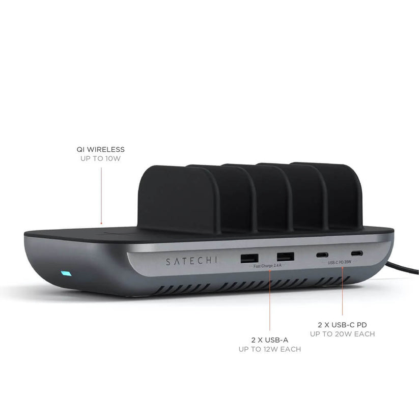 Зарядно за 5 устройства от Satechi Dock 5 - Space Grey - iSTYLE BG