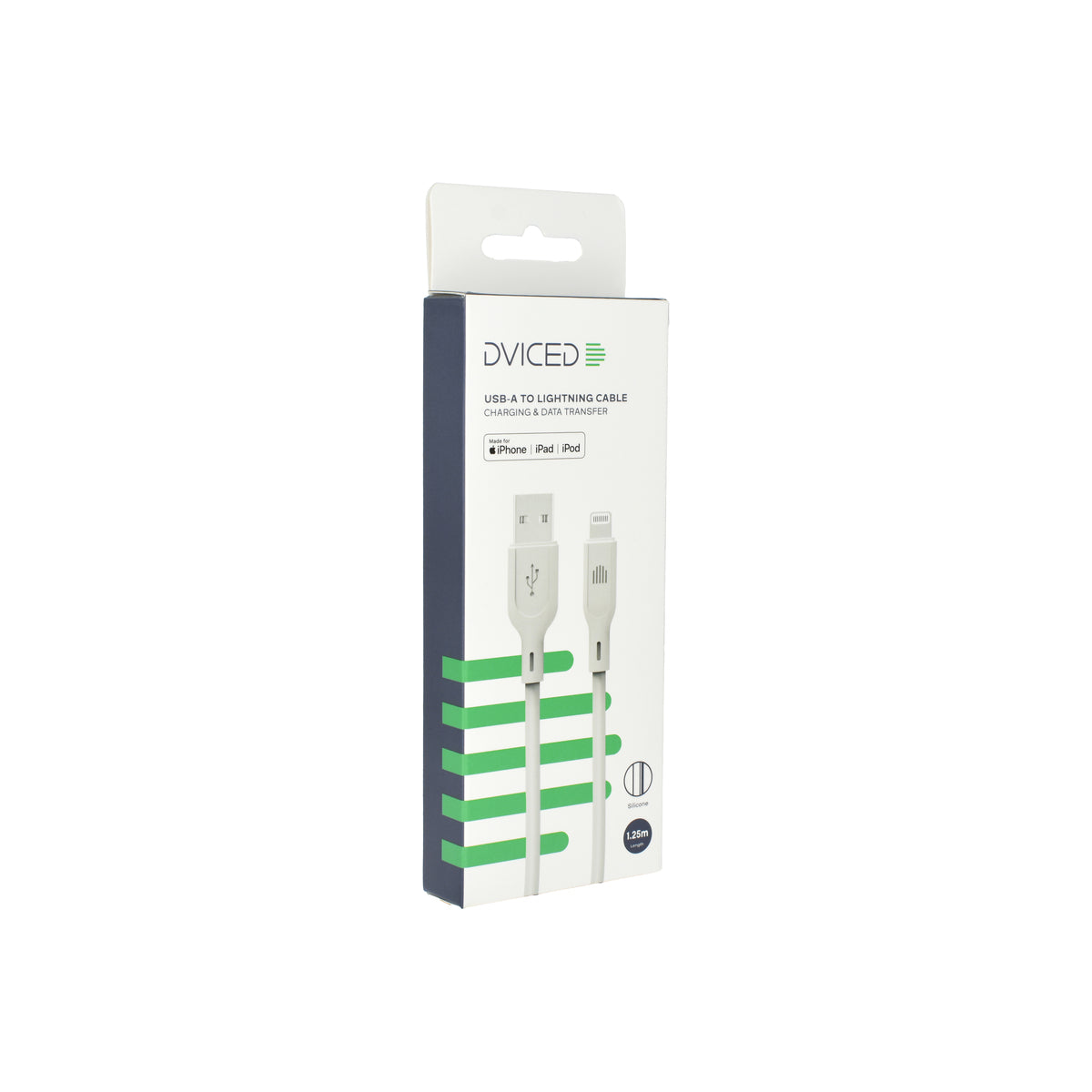 Dviced Cable USB-A to Lightning silicone 1,25m - White - iSTYLE BG