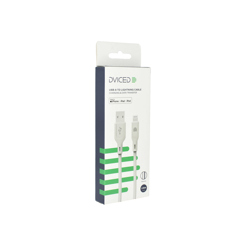 Dviced Cable USB-A to Lightning silicone 1,25m - White - iSTYLE BG