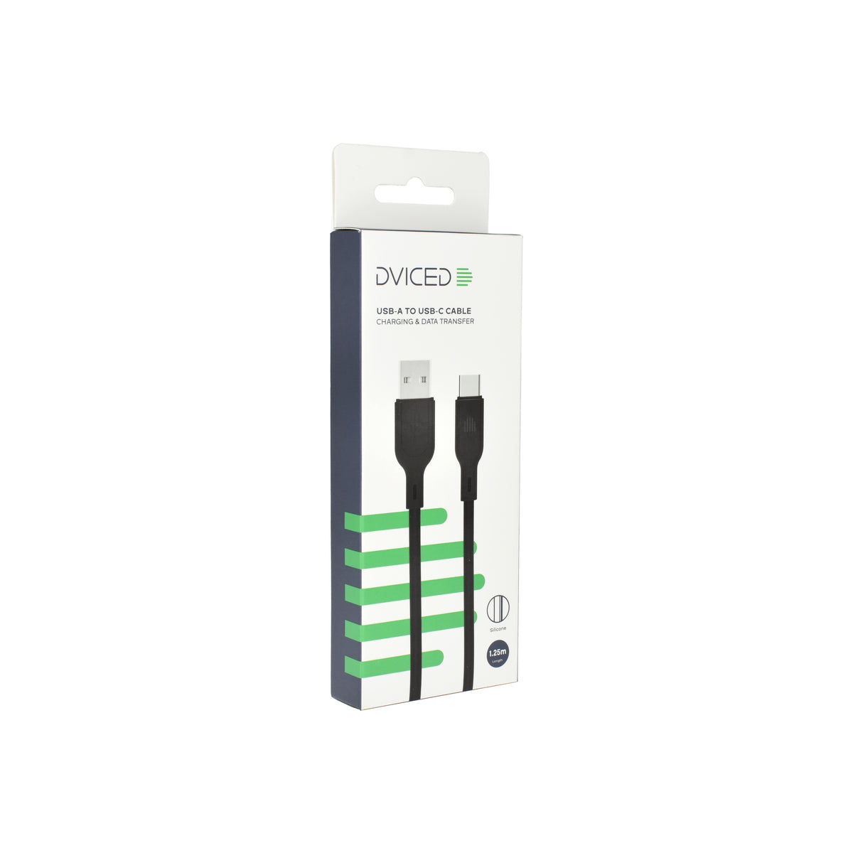 Dviced Cable USB-A to USB-C silicone 1,25m - Black - iSTYLE BG