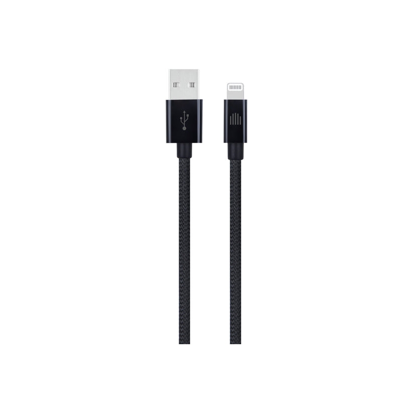 Dviced Cable USB-A to Lightning Nylon Textile 0,25m - Black - iSTYLE BG