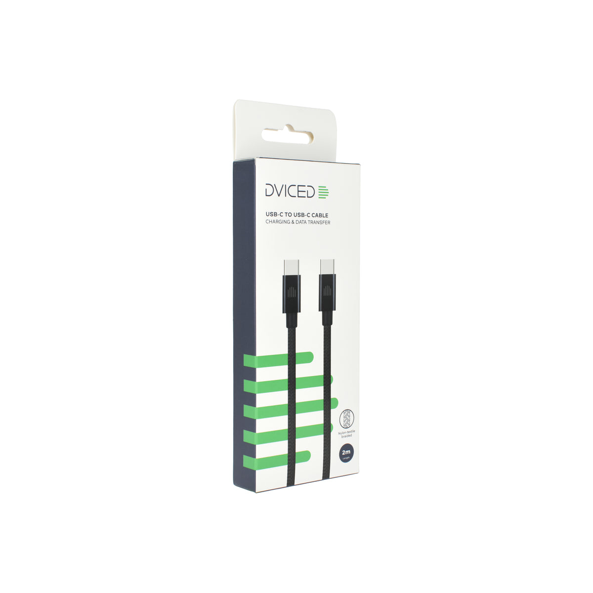 Dviced Cable USB-C to USB-C Nylon Textile 2m - Black - iSTYLE BG