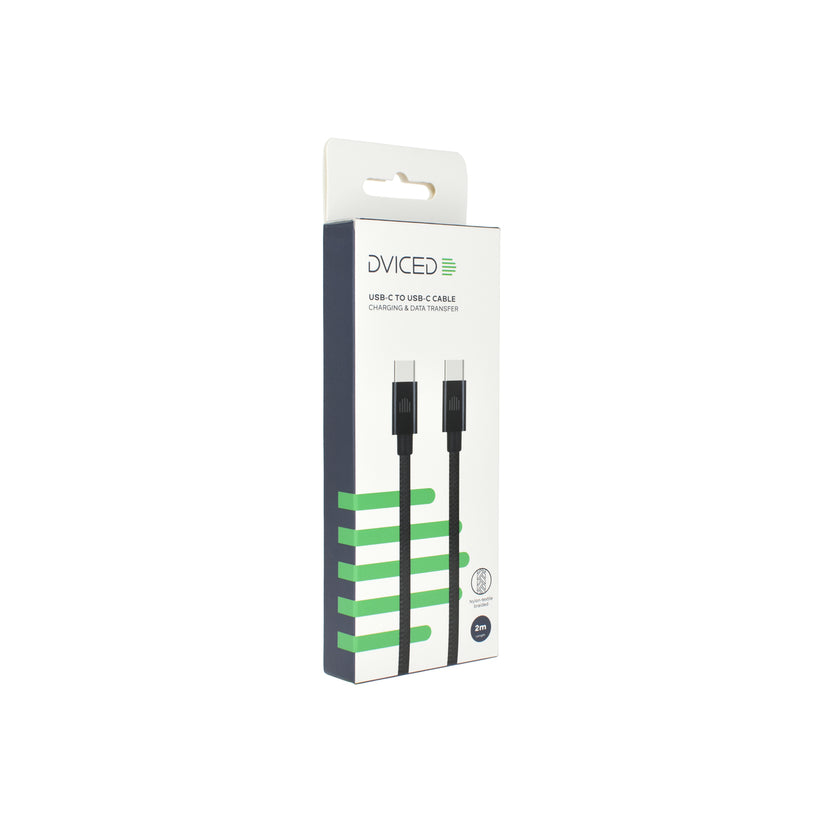 Dviced Cable USB-C to USB-C Nylon Textile 2m - Black - iSTYLE BG