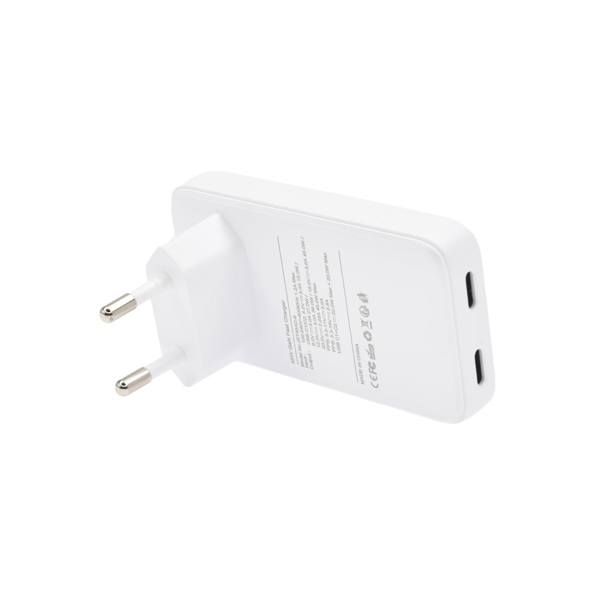 Зарядно за стена 45W GaN CC EU бяло от Dviced - iSTYLE BG