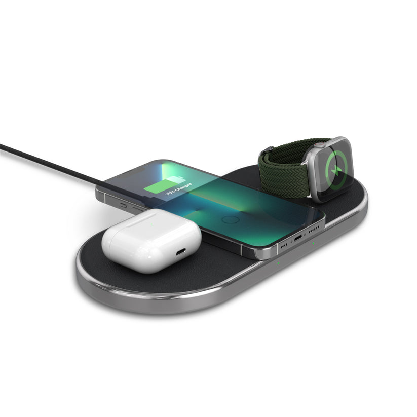 EPICO Wireless Charging Base 3in1 black leather space grey base - iSTYLE BG