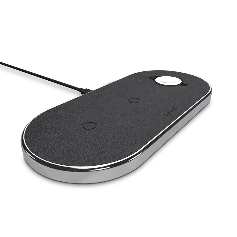 EPICO Wireless Charging Base 3in1 black leather space grey base - iSTYLE BG