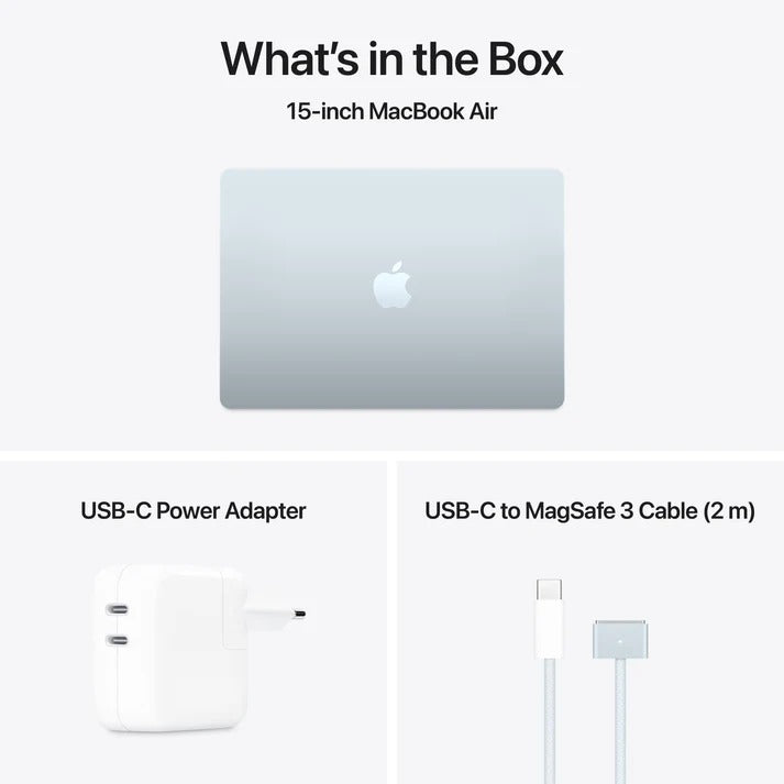 Разопакован 15-инчов MacBook Air с M4 чип, 512GB SSD, 16GB RAM, Int - Sky Blue