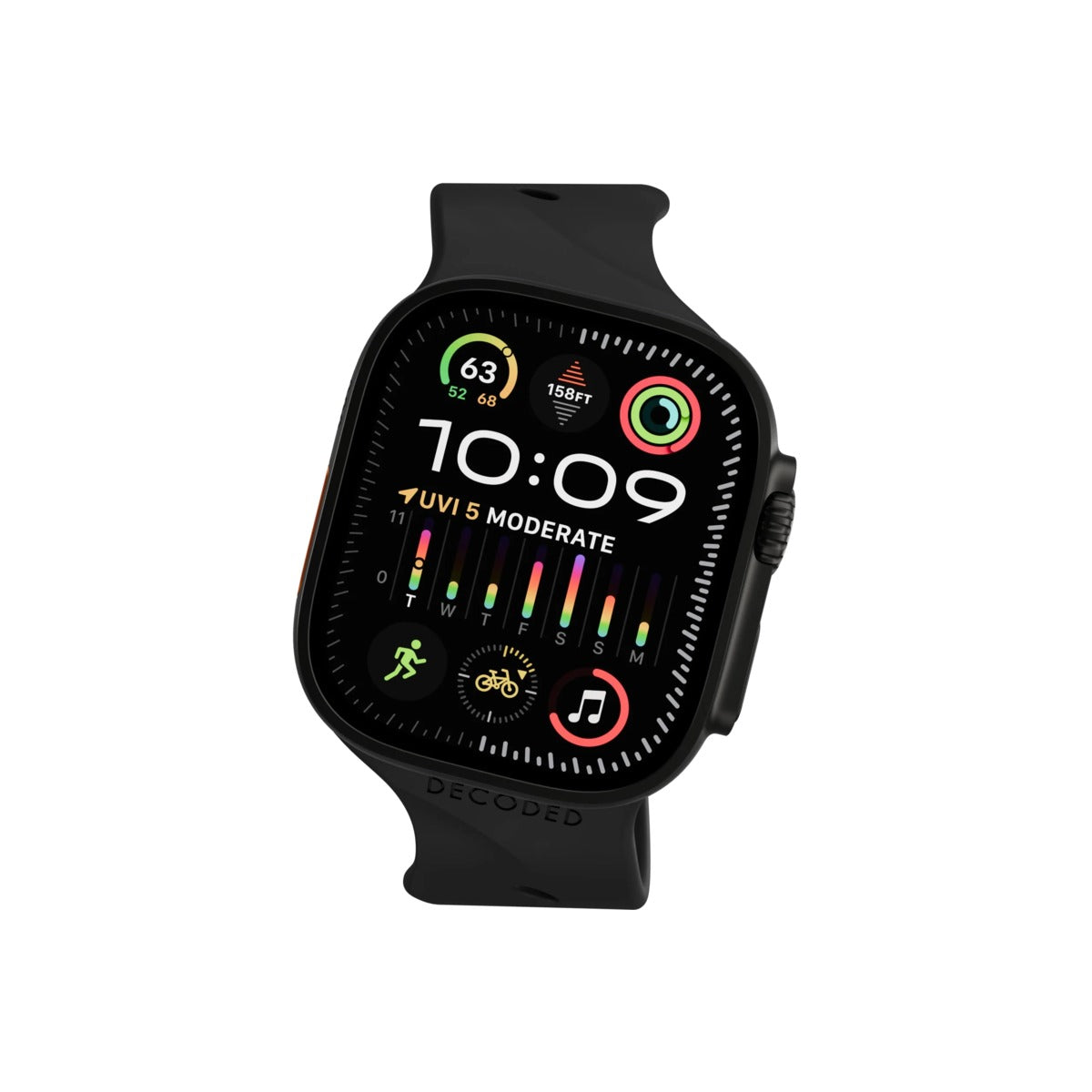 DECODED Silicone Ares Splice Band for AppleWatch 44/46/49 mm - Black