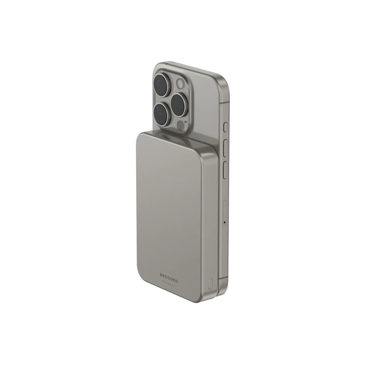DECODED Ultra Slim Qi2 Powerbank 10.000MaH Titanium Silver
