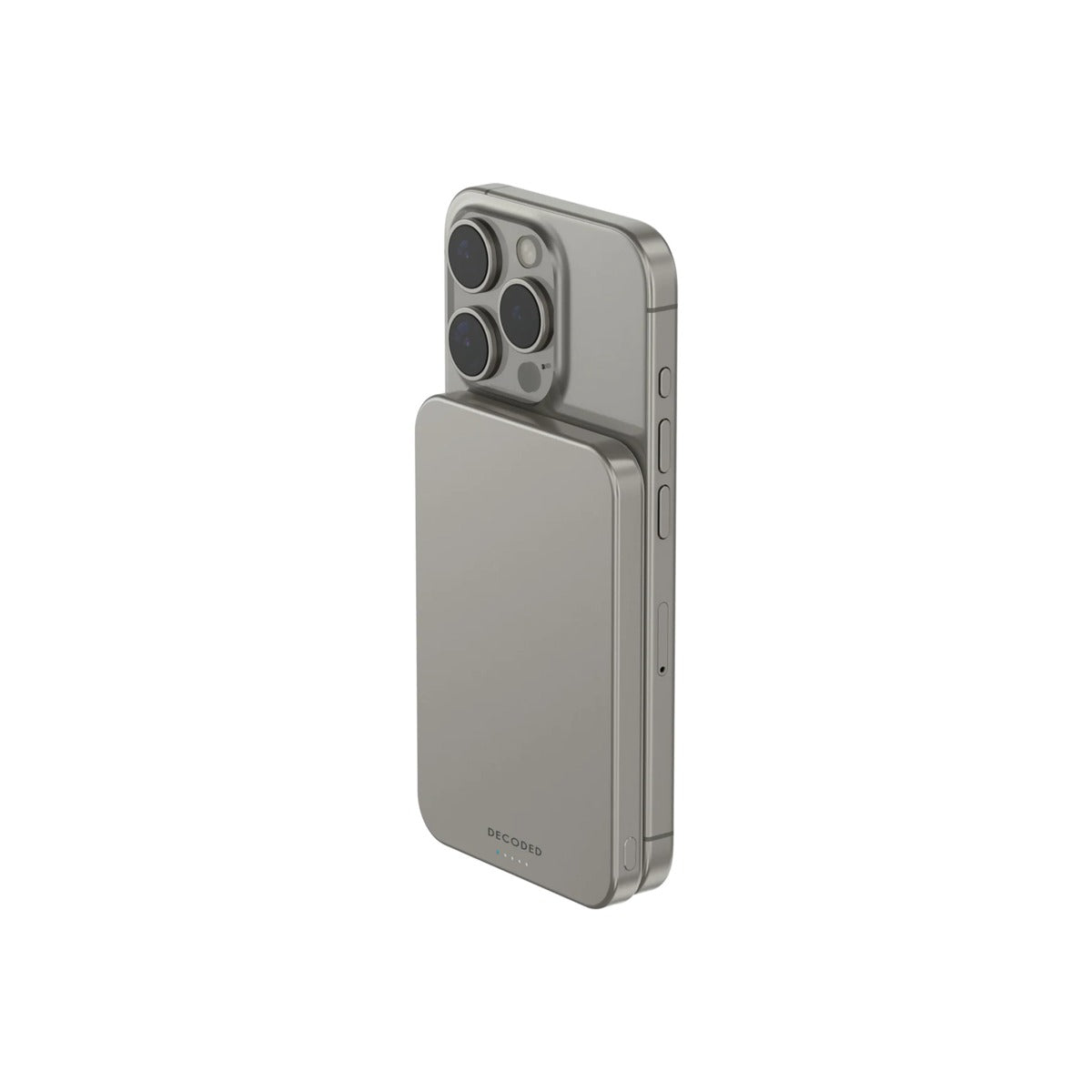 DECODED Ultra Slim Qi2 Powerbank 5000MaH Titanium Silver