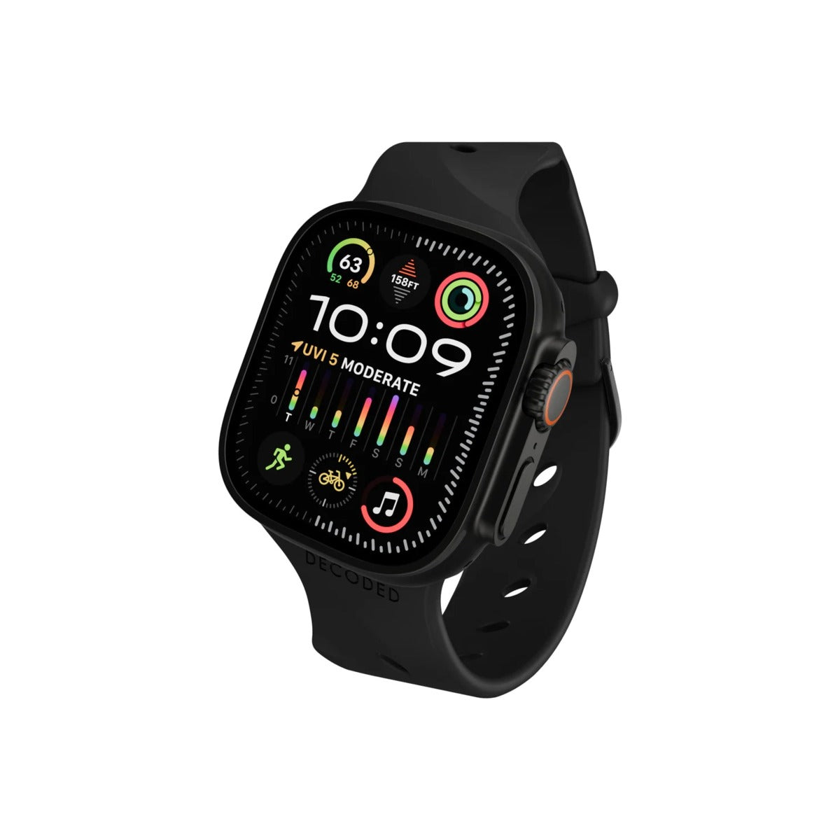 DECODED Silicone Ares Splice Band for AppleWatch 44/46/49 mm - Black