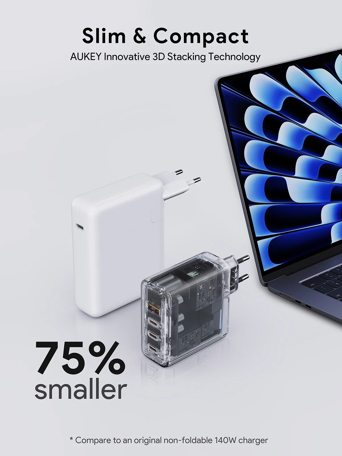 AUKEY Comet Mix 4 140W PD 4-Port GaN Wall Charger with PPS for Laptop & Mobile