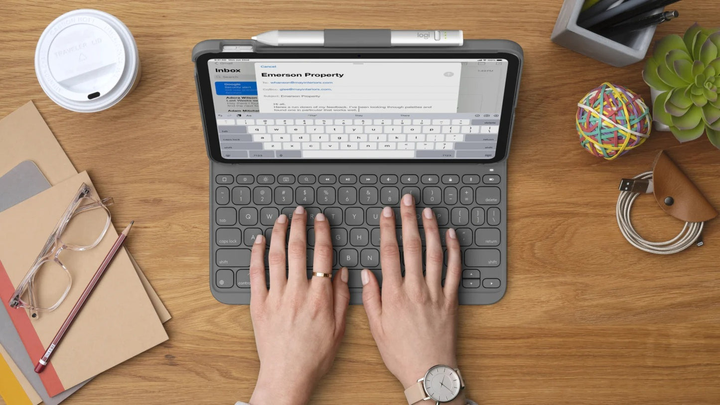 Logitech Slim Folio Keyboard Case for iPad (10th gen) - Grey - US