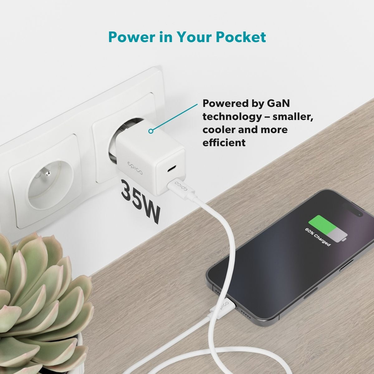 Epico UltraBoost GaN 35W Wall Charger EA35 - white