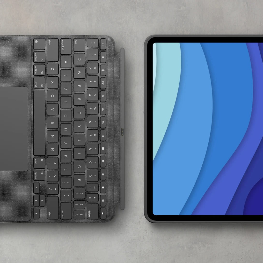 Logitech Combo Touch Detachable keyboard case with trackpad for iPad Pro 12.9-inch (5th and 6th gen) - Grey - UK