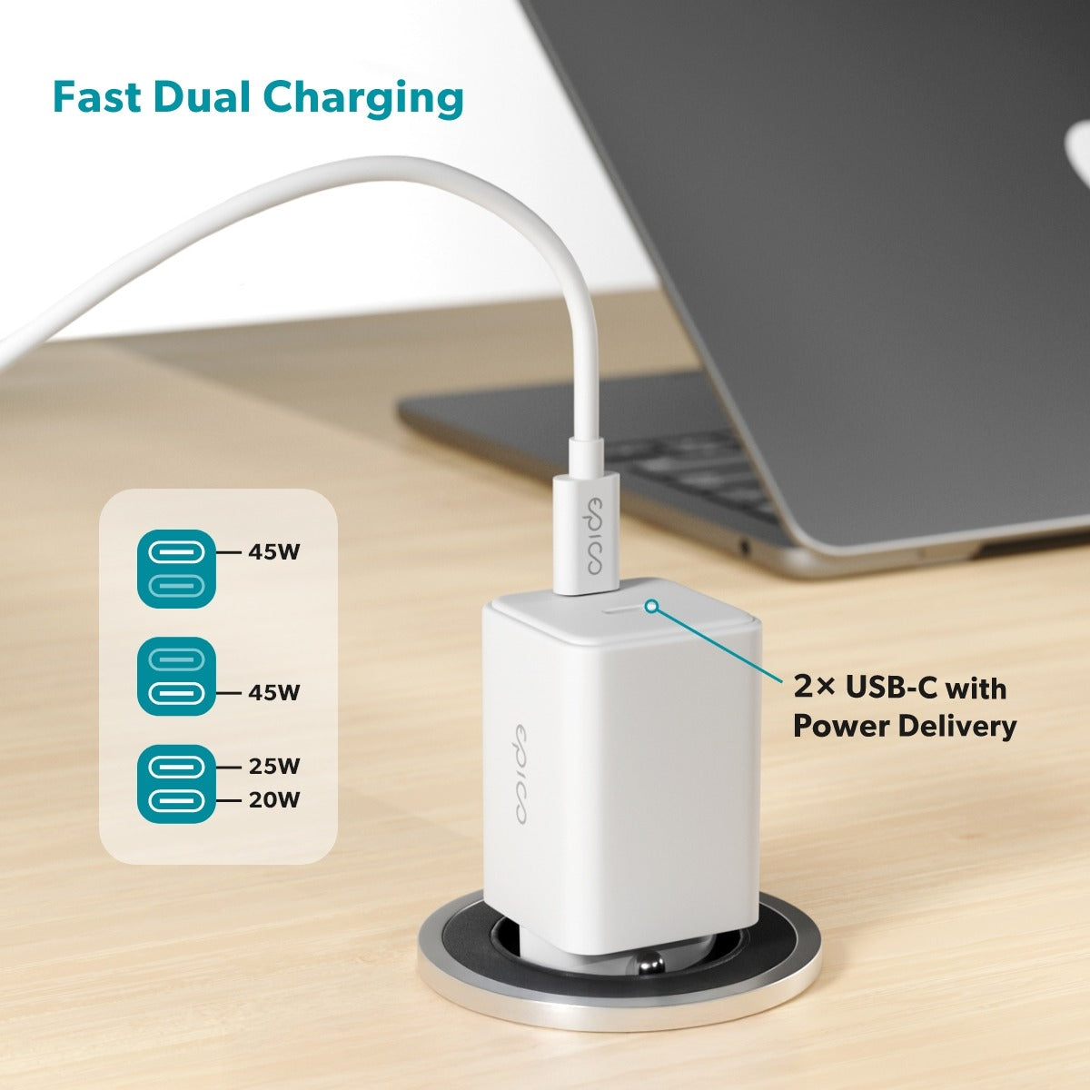 Epico UltraBoost GaN 45W Wall Charger EA45 - white