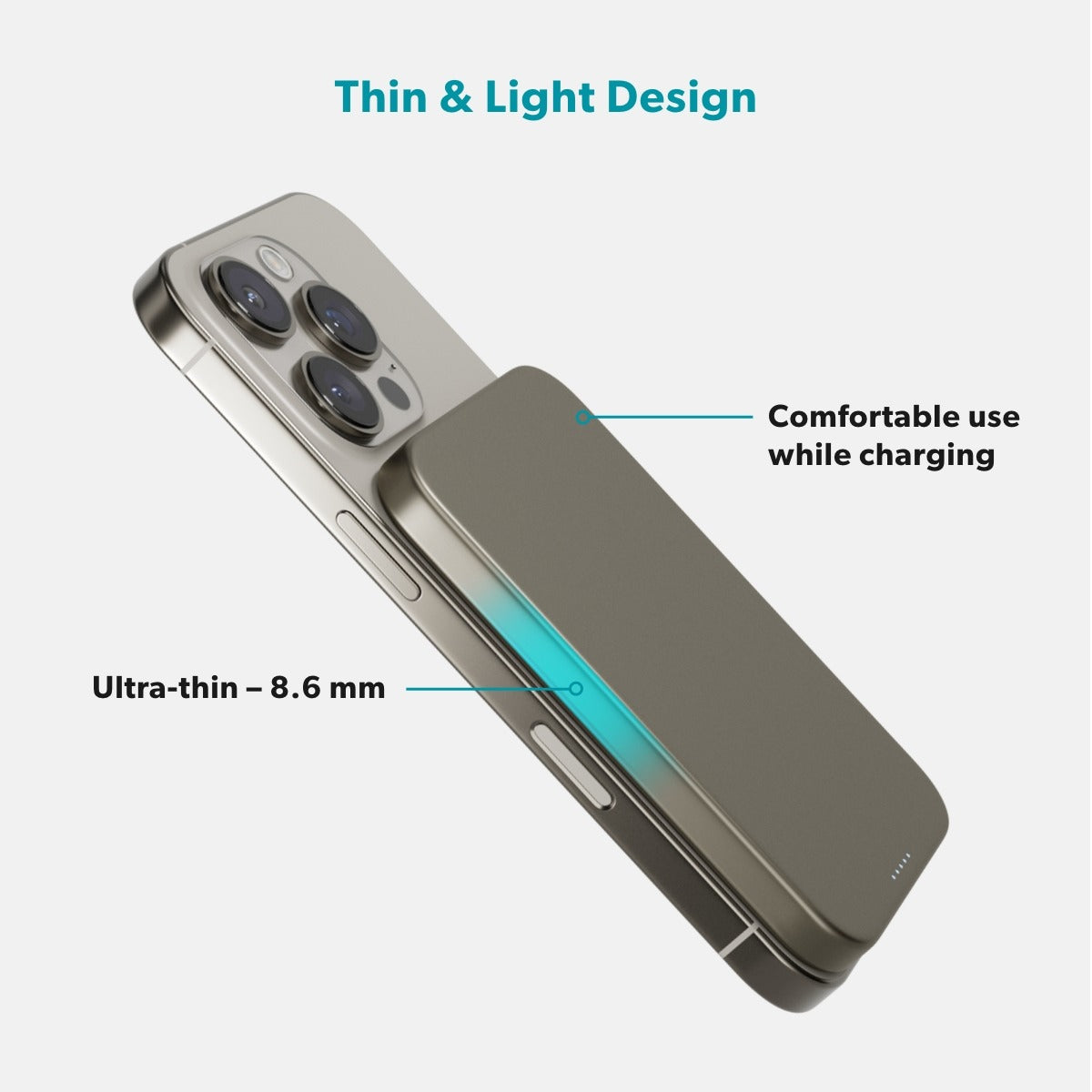 Epico UltraPack Qi2 Slim 5000mAh Alu Mag+ Wireless Power Bank EM51 - desert titanium