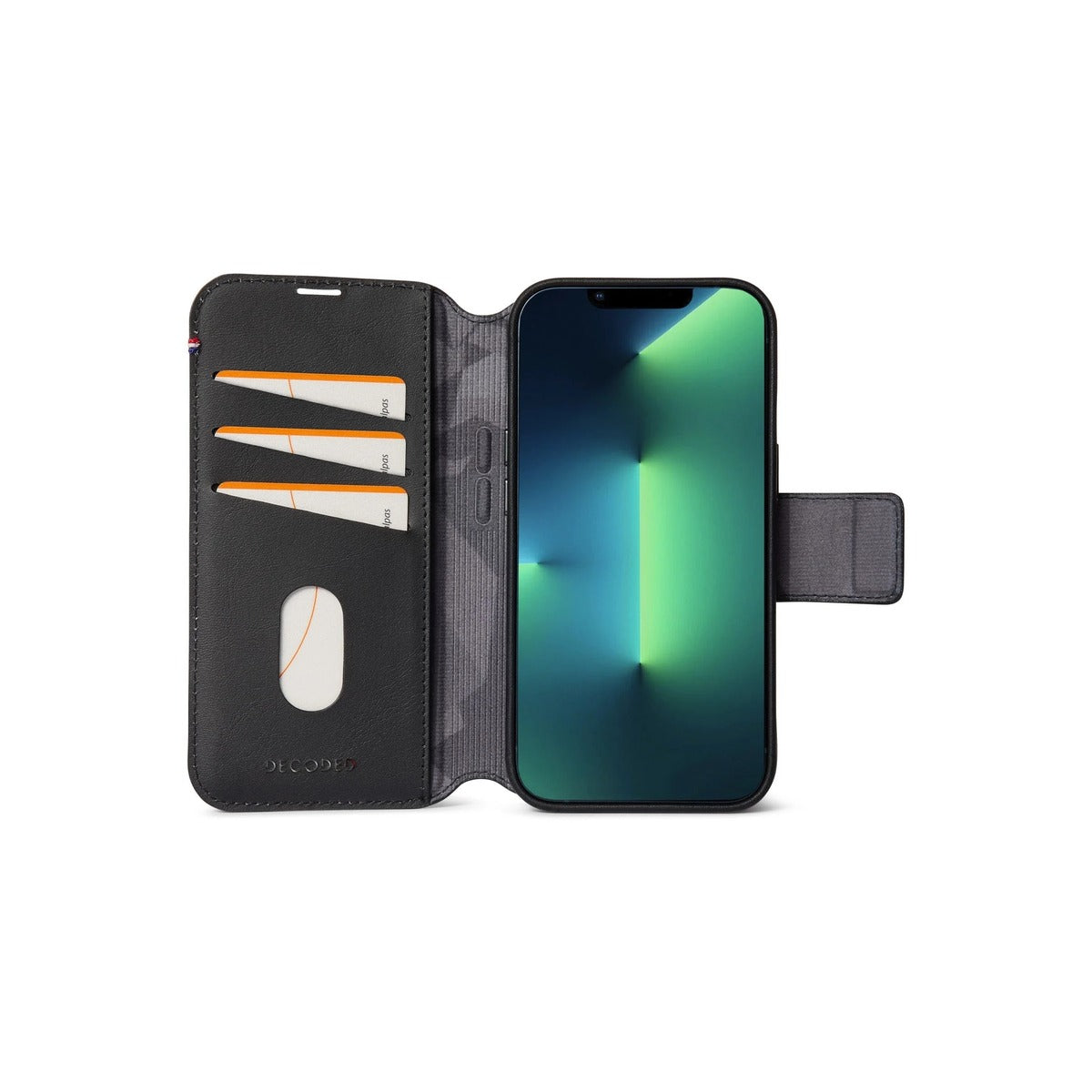 Decoded Leather Detachable Wallet Black Case for iPhone 14