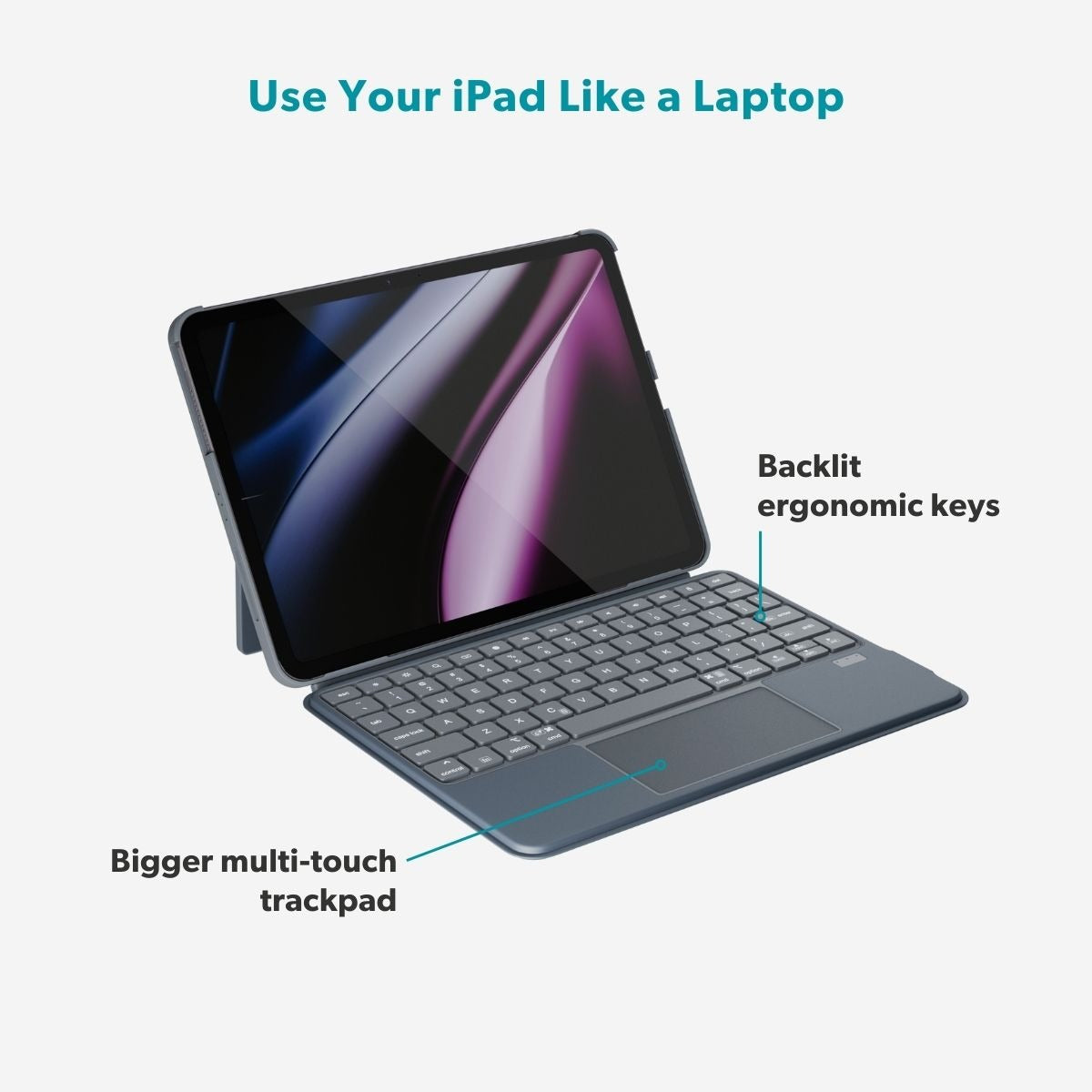 Клавиатура с тракпад за iPad А16 от Epico - EK30 - US - grey