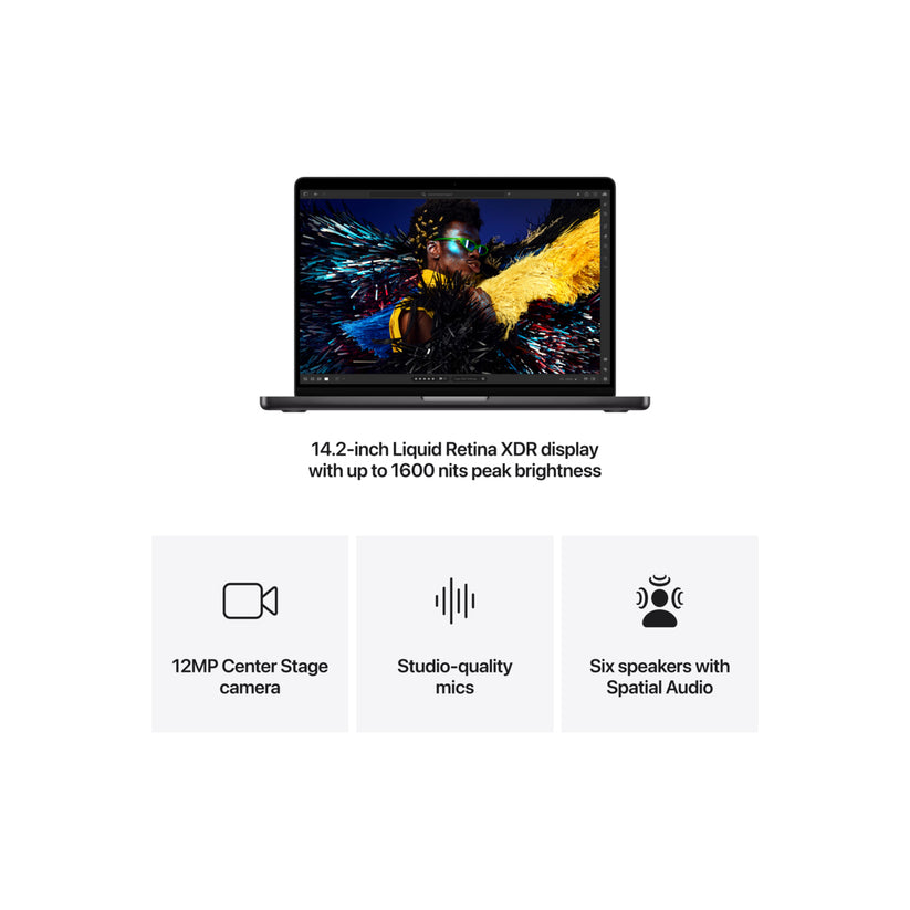 MacBook Pro 14 с М4 чип с 10 ядрен CPU и 10 ядрен GPU |16GB памет | 512GB SSD - Черен - BG клавиатура - iSTYLE BG
