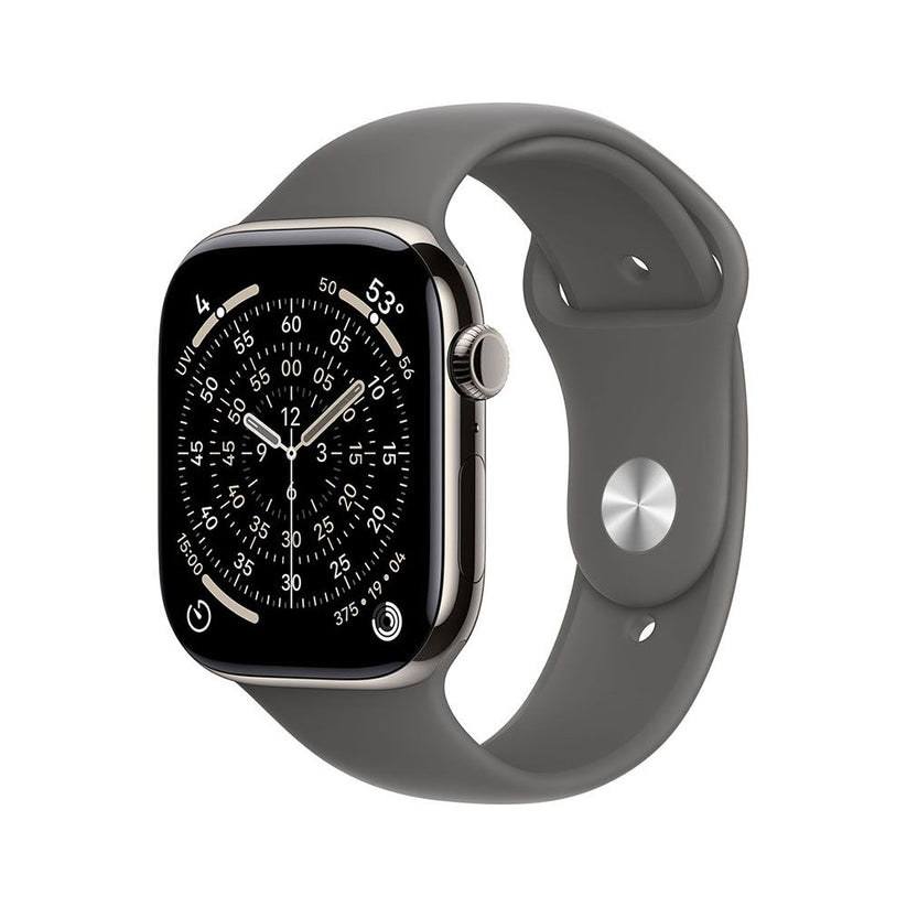 Apple Watch Series 11 GPS + Cellular 42mm Natural Titanium Case with Stone Grey Sport Band - S/M - iSTYLE BG