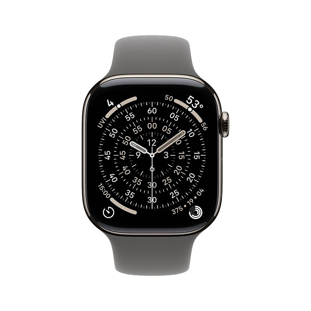 Apple Watch Series 11 GPS + Cellular 42mm Natural Titanium Case with Stone Grey Sport Band - S/M - iSTYLE BG
