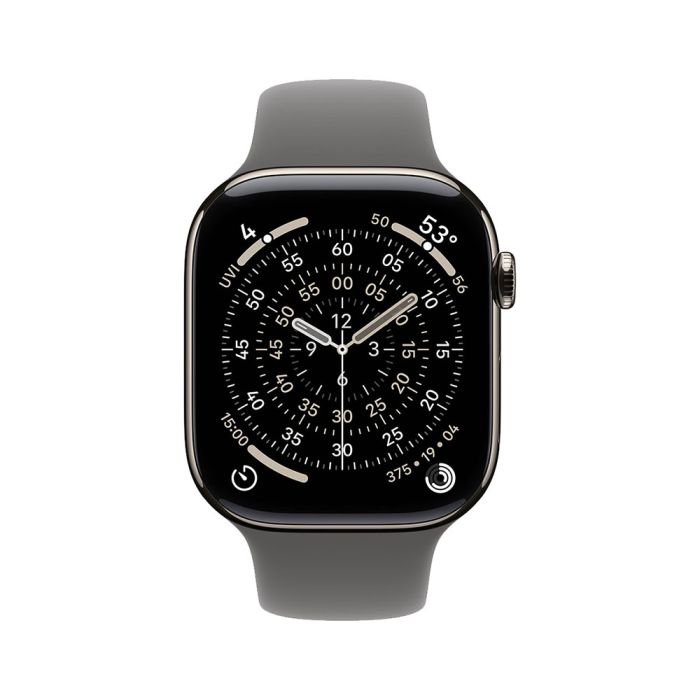 Apple Watch Series 11 GPS + Cellular 42mm Natural Titanium Case with Stone Grey Sport Band - M/L - iSTYLE BG