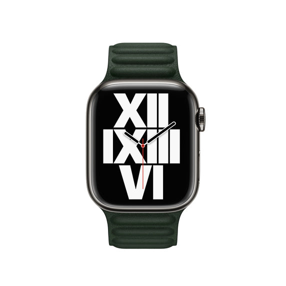 Каишка от Apple - 41 мм Sequoia Green Leather Link - M/L - iSTYLE BG