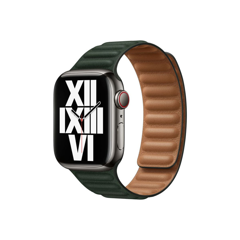 Каишка от Apple - 41 мм Sequoia Green Leather Link - M/L - iSTYLE BG