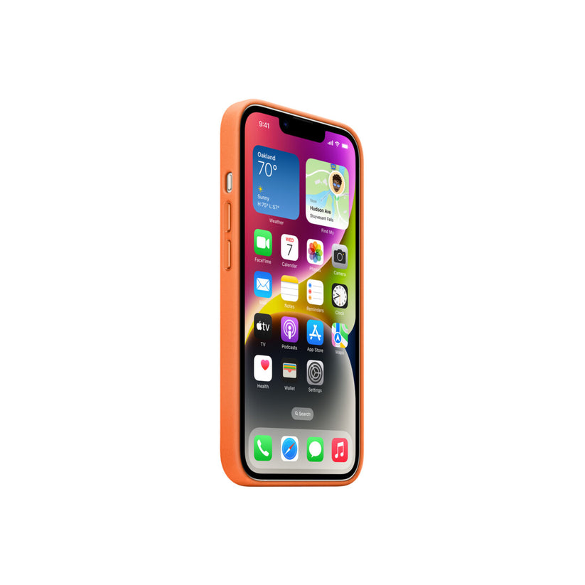 iPhone 14 Leather Case with MagSafe - Orange - iSTYLE BG
