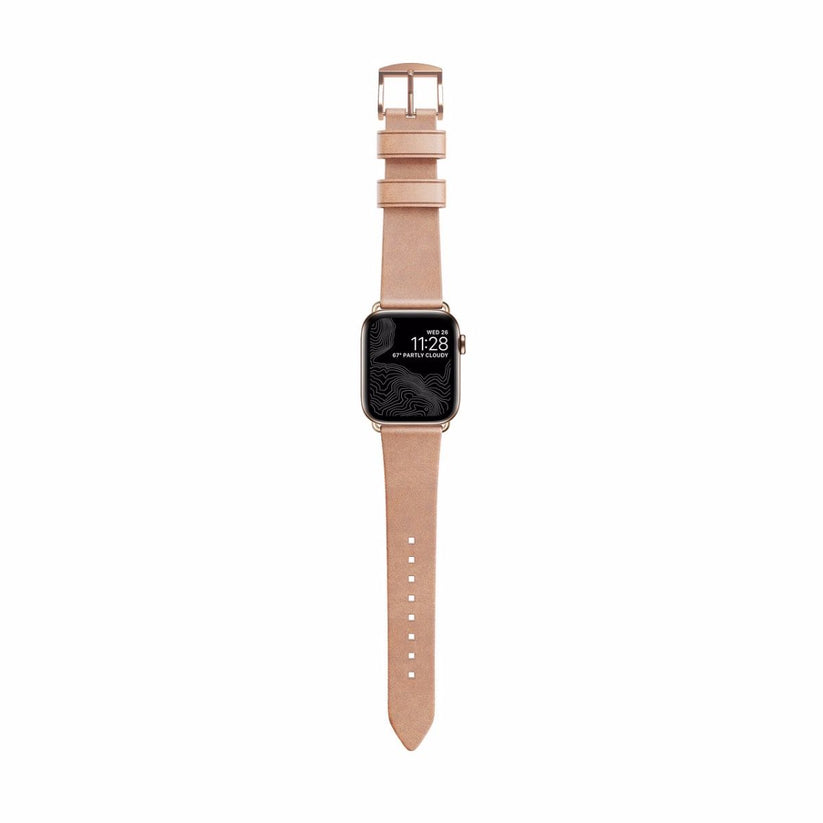 Каишка за Apple Watch от Nomad - 40/38 mm кожена бежова със златиста закопчалка - iSTYLE BG