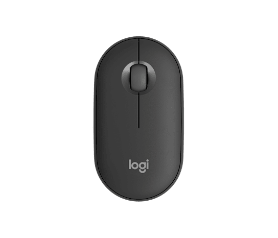 Мишка Logitech Pebble Mouse 2 M350s в цвят Tonal Graphite, изглед отгоре под ъгъл