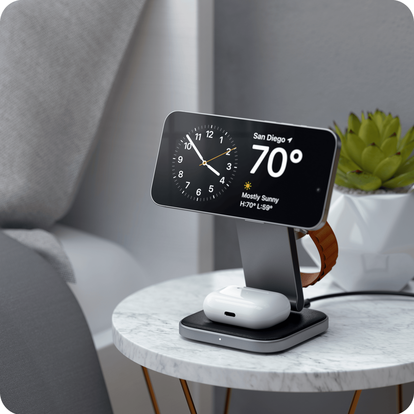 Satechi 3-in-1 Foldable Qi2 Wireless Charging Stand - Space Gray
