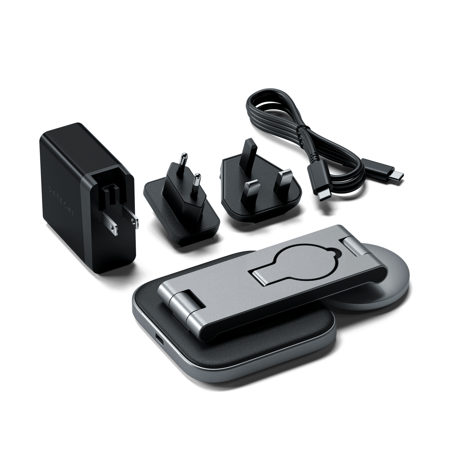 Satechi 3-in-1 Foldable Qi2 Wireless Charging Stand - Space Gray