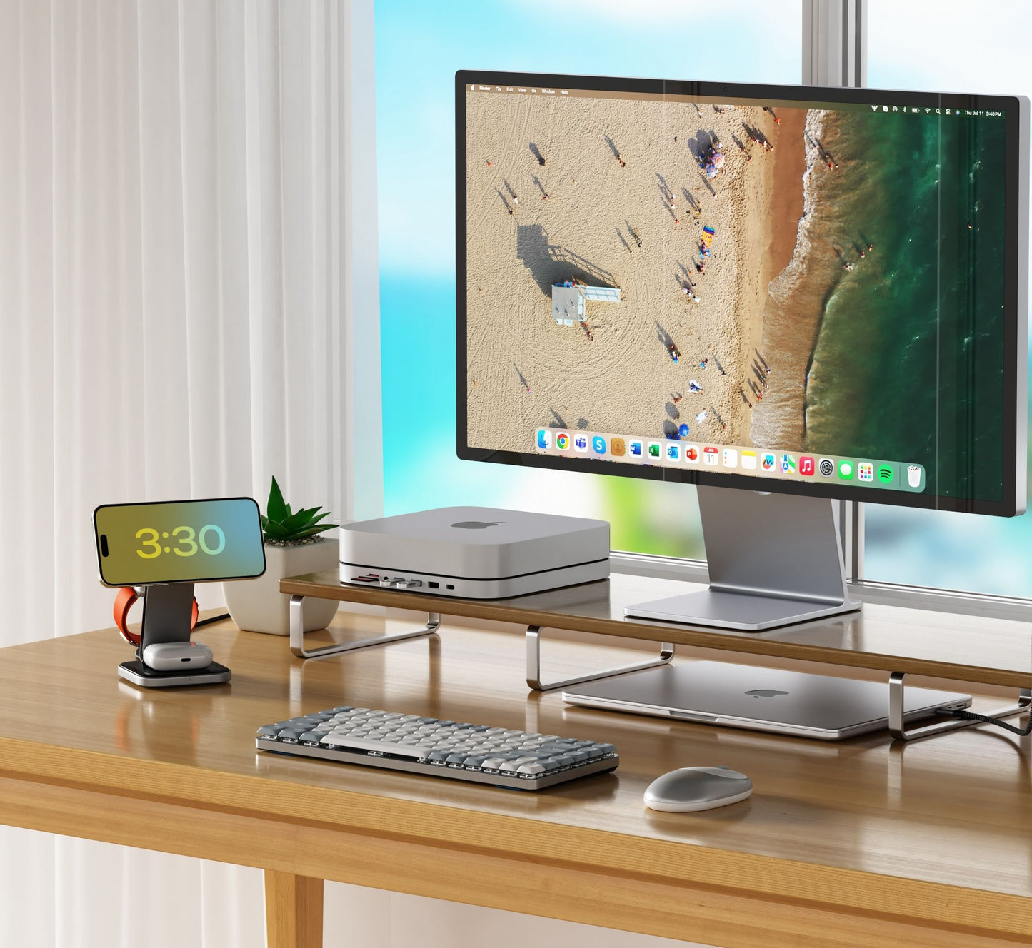 Satechi 3-in-1 Foldable Qi2 Wireless Charging Stand - Space Gray