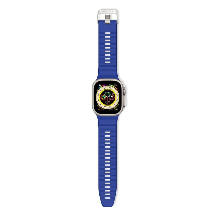 Каишка за Apple Watch 42/44/45/49MM от Decoded - силиконова - закопчалка - синя - iSTYLE BG