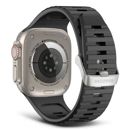 Каишка за Apple Watch 42/44/45/49MM от Decoded - силиконова - закопчалка - черна - iSTYLE BG
