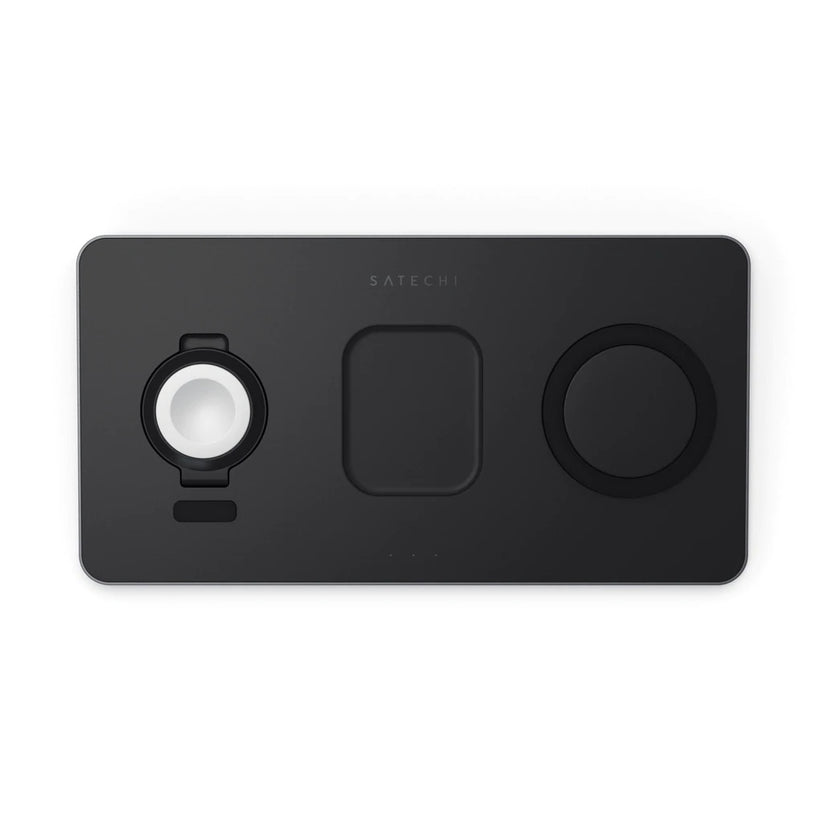 Черна безжична зарядна станция от Satechi за iPhone, Apple Watch и AirPods - iSTYLE BG
